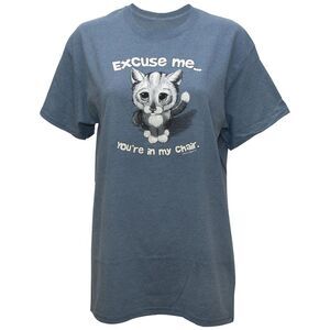 Earth Sun Moon "Excuse Me.." Cat Graphic Women's Novelty T-Shirt in Blue, Medium